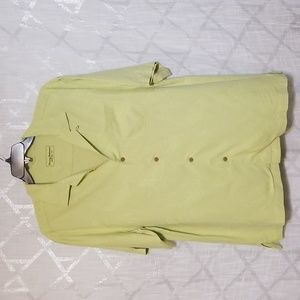 Tommy Bahama Mens Silk Short Sleeve Button Up Shirt Size Large Green Camp